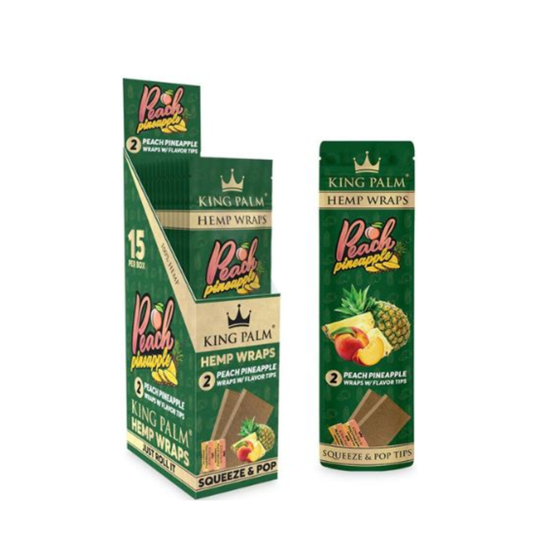 King Palm Hemp Wraps 2 pk. - Peach Pineapple - 15 ct.