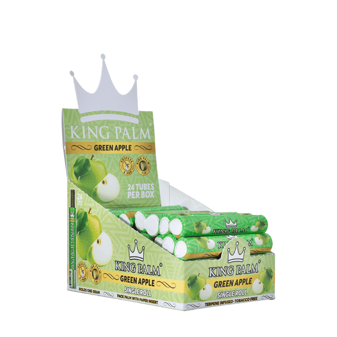 King Palm 1 Mini Roll Green Apple Display Box 24 Units Per Display