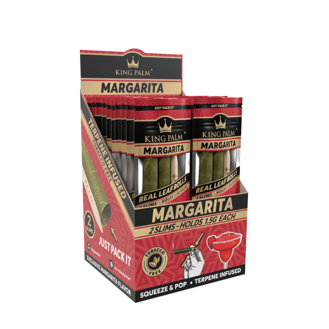 King Palm 2 Slim Rolls  Margarita  Display Box  20 Units Per Display